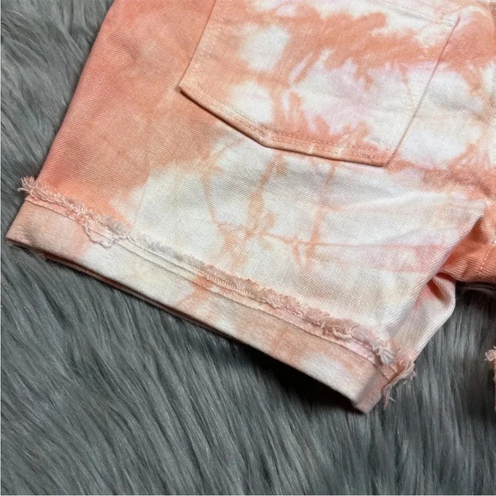 Old Navy Girls Orange Tie Dye Cuffed Shorts Size 14 Mid Length